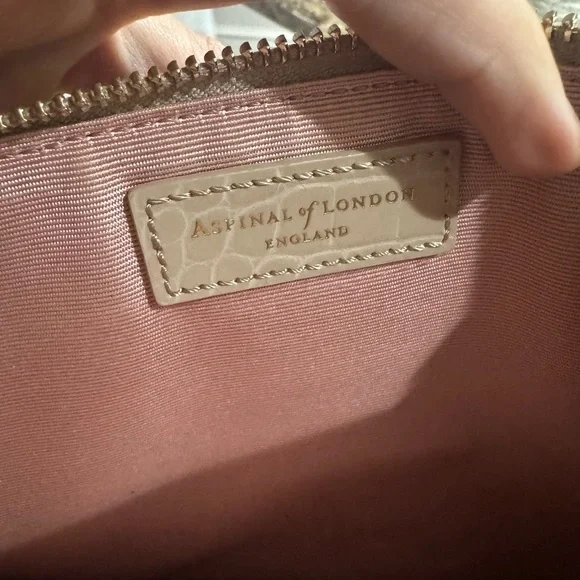 Aspinal of London Beige Crocodile Embossed Pouch - Picture 7 of 10